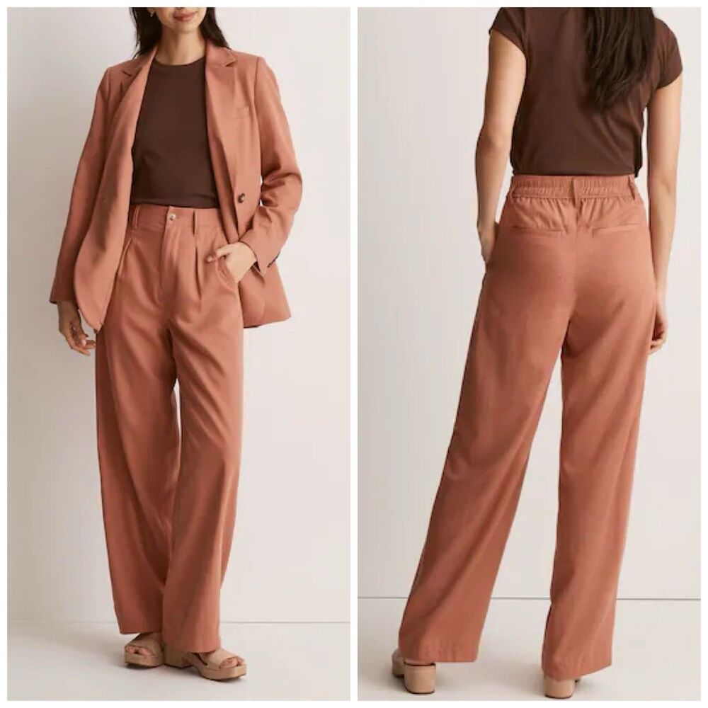NWT Madewell The Neale Straight-Leg Pant in Drapeweave Dried Rose Women Size 0